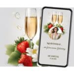 WhatsApp Geburtstagseinladung Champagner und Erdbeeren